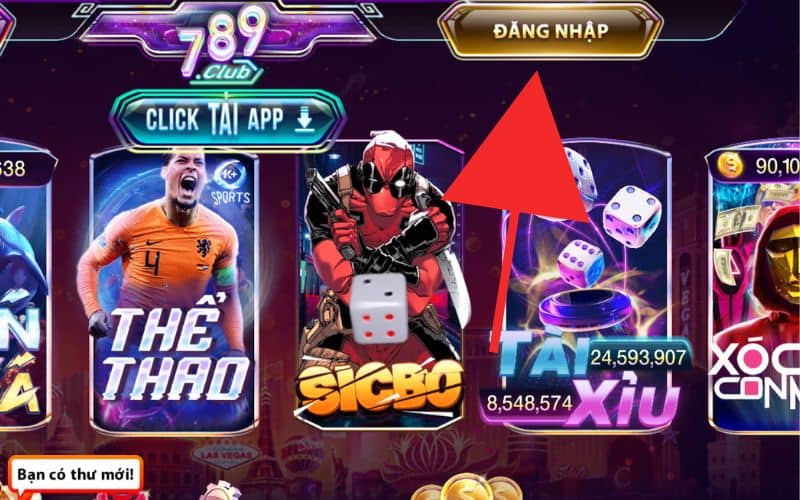 Tại giao diện trang chủ cổng game 789Club bấm vào đăng nhập